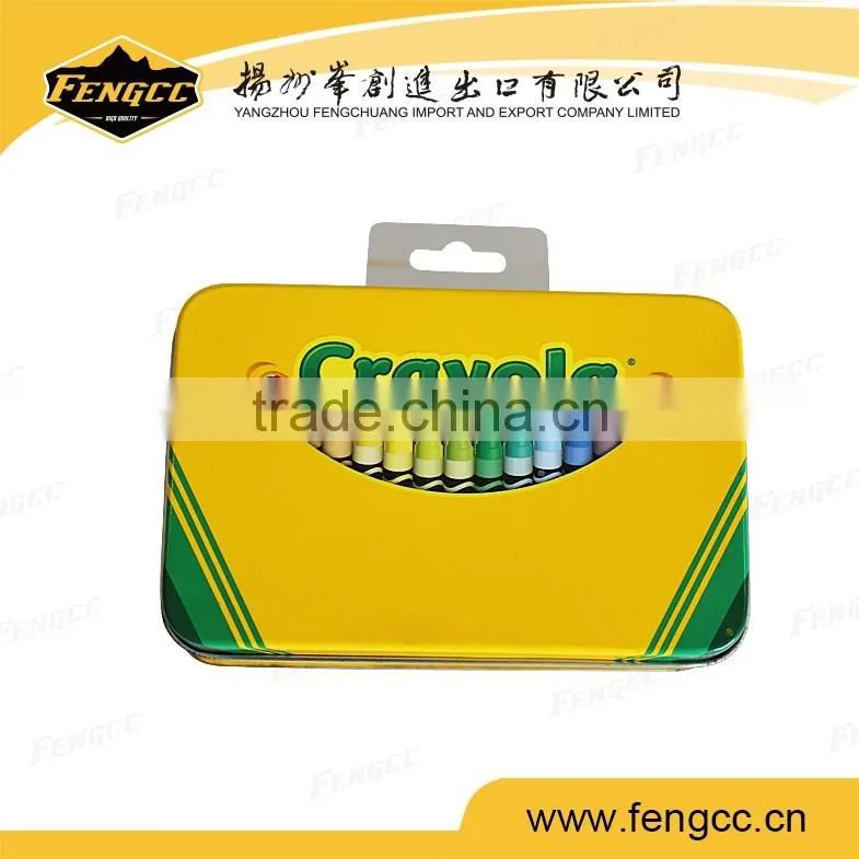 2016 newest design promitional and gift color pencil rectangle tin box with hanger