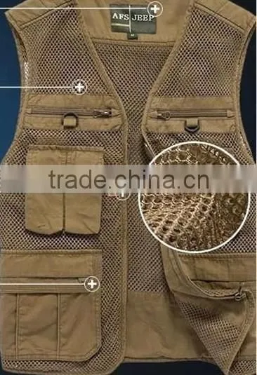 2017 New Arrival plus size male outdoor casual multi-pocket film vest fishing mesh vest jacket L-4XL
