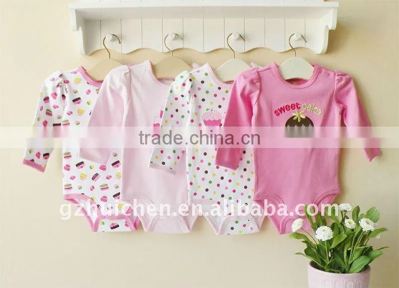 mom and bab 2012 sping baby clothes 100% cotton embroider long sleeve bodysuit