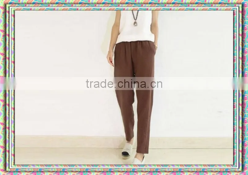 2014 Fashion Hot Selling Ladies White Cotton Pants