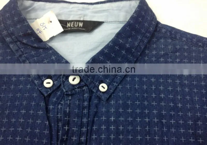 printed denim shirt with with bleach washed