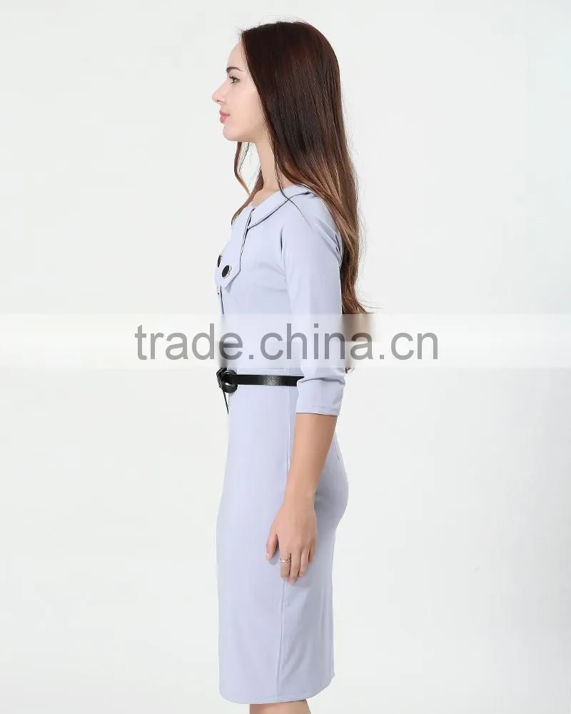 Yihao Trade Assurance New Women Casual Dress Elegant Party Vintage Polka Solid Work Clothing ladies office wear dresses dress