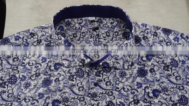100% cotton material new pattern printing custom Hawaiian shirts for men 2017