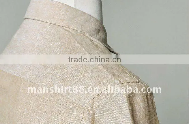 mens linen slim fit beige long sleeve dress shirt