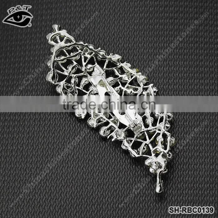 Fashion Brooches crystal leaf design brooch for dress