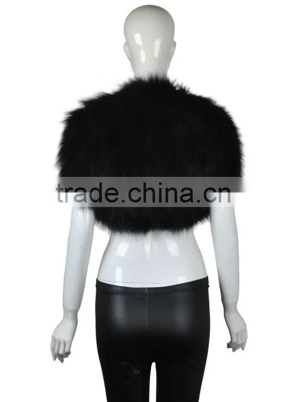 YR124 Tongxiang Fur Factory Fox Hand Knitted Fur Vest/Wholesale Fur Shrug with Elastic