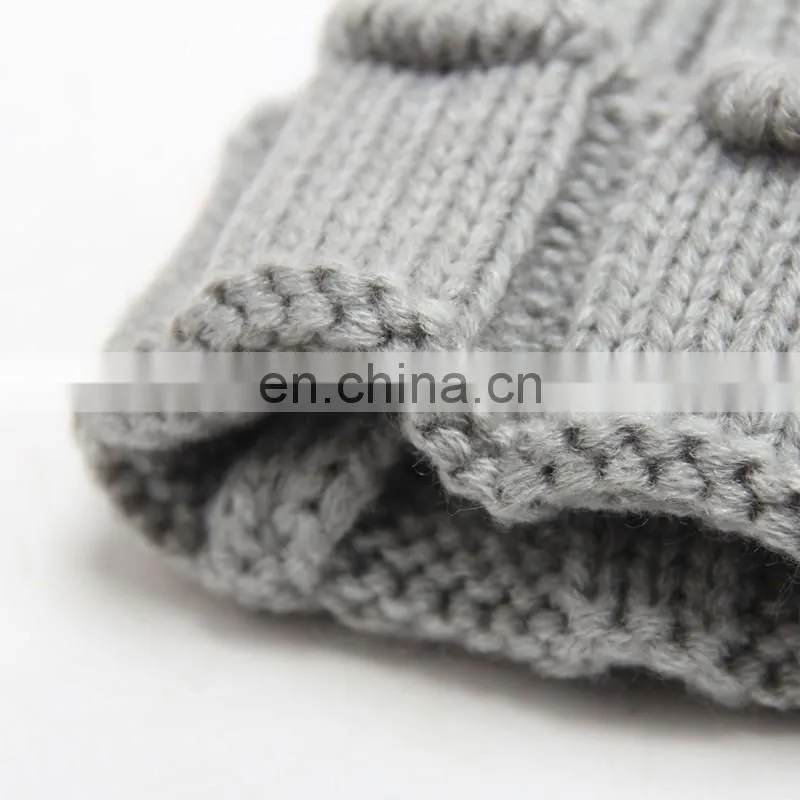 Crochet pom pom hats kids child knitted winter hats with large poms