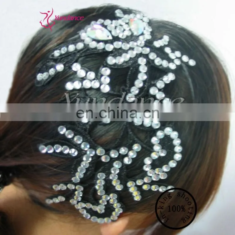 H-03 Black Lace Flower Big Rhinestone Headgear