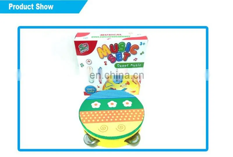 Hot selling kids music instrument wood tambourine jingles
