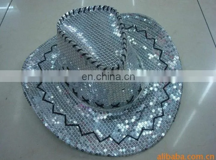 silver paillette Cowboy hat A-013