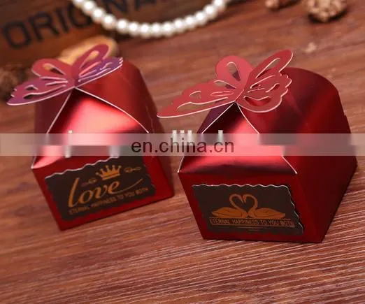 coated paper butterfly shape foldable sweet paper candy box for chocolate