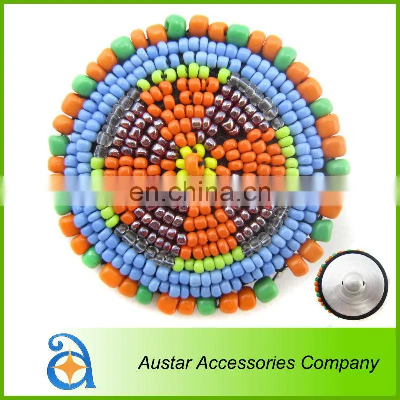 Black beads handmade decorative button