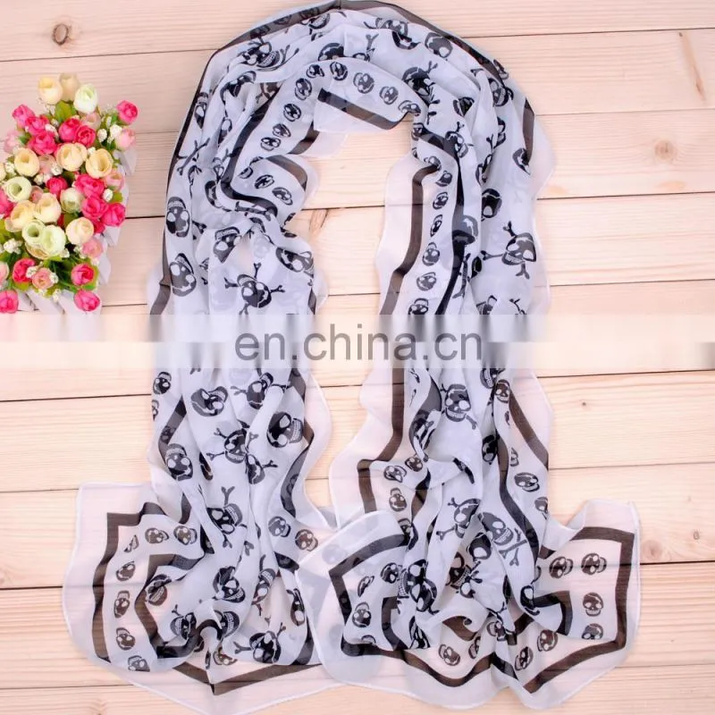 Wholesales Fashion Printed Gradient Chiffon Scarf