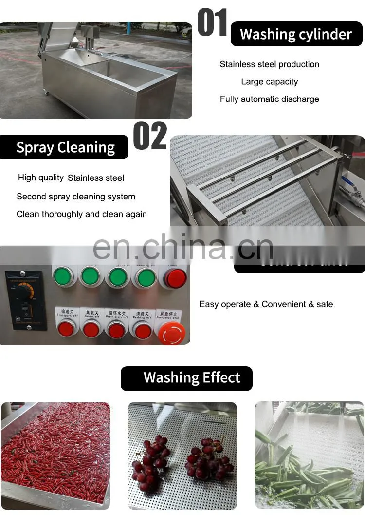 Industrial bubble vegetable and fruit washing machine okra washer