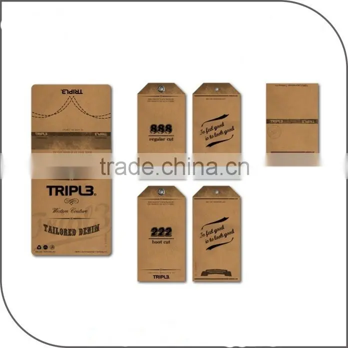 custom clothing & jeans paper hang tag string for gament