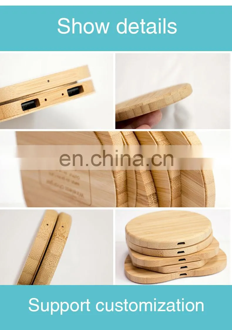 Wireless Charger 2019 Trendy Product Wireless Charger Phone Charging Station for iPhone Round wooden wireless charger