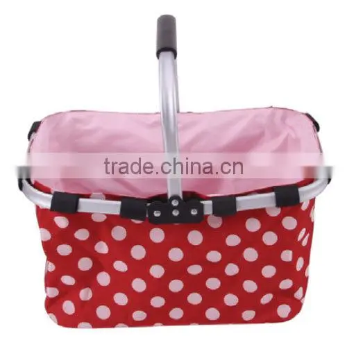 Foldable shopping basket with color fabric and aluminum tube