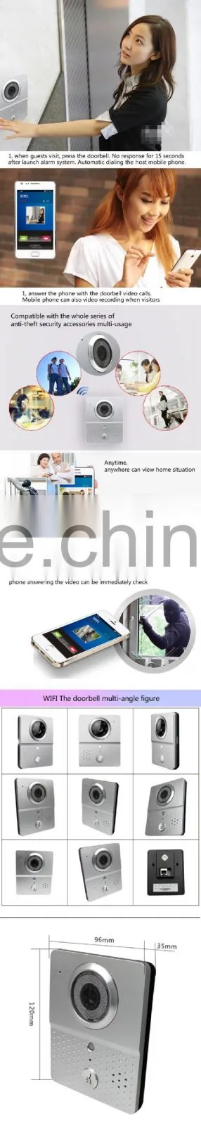 New Arrival Home Security Wireless WIFI Video Door Phone With Remote Control by App for Android & IOS Smartphone