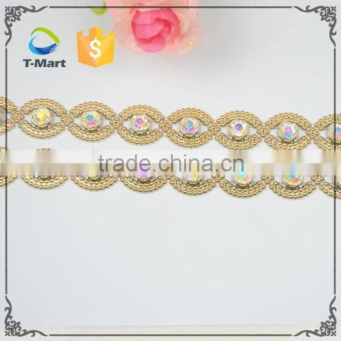 golden base with multi colors rhinestone trimming with wholesale price for lady shoes