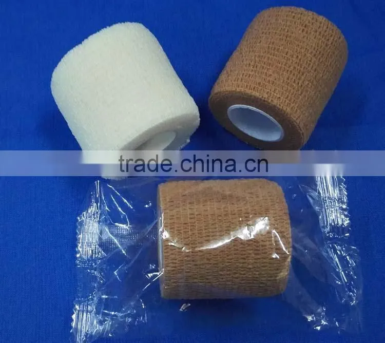 Cohesive bandages with latex or latex-free adhesive and 1roll in a polybag