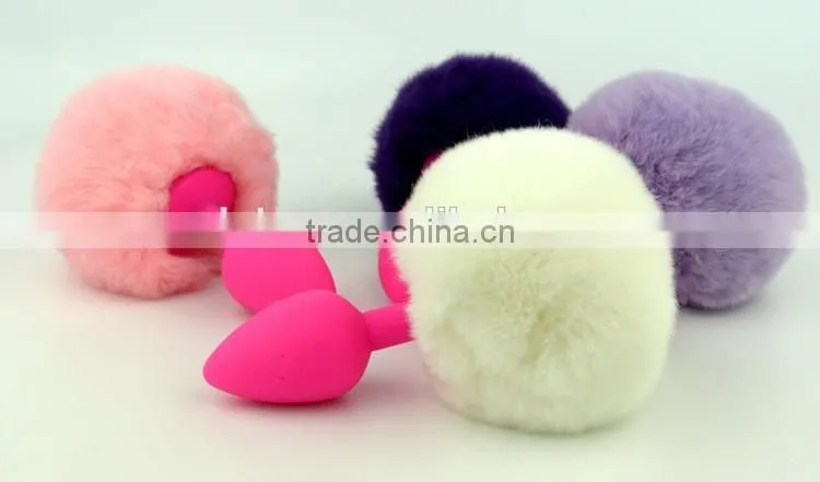 Food Grade Silicone Anal Sex Toys Rabbit Tail Anal Plug