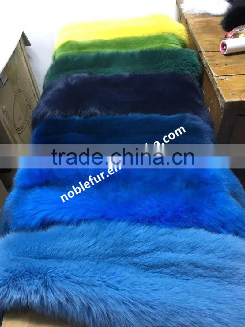 Factory China Plush winter Bright Real Fox fur blanket Fashion Dyed Raw skin color fox