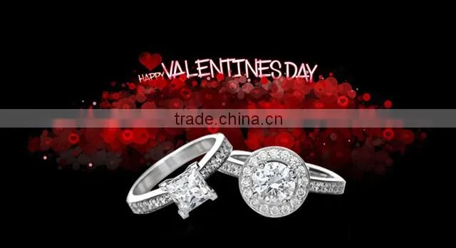 Prong setting heart shape silver diamond wedding ring fashion ring with big stone