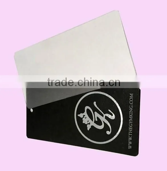 black hang tag with gold stamping