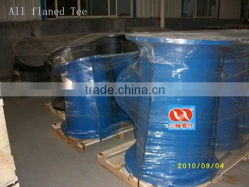 DN400x1400 all flanged tee for ductile iron pipe fitting