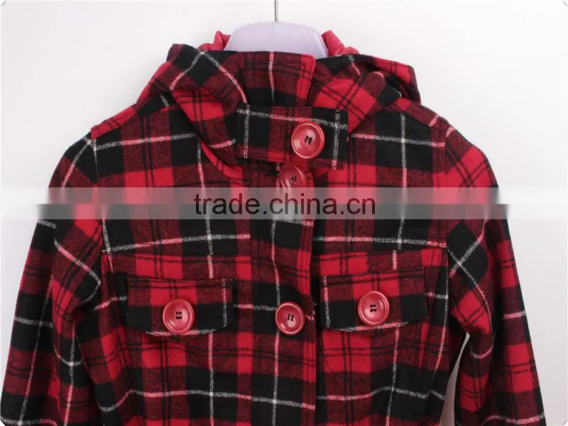 Lady's stock apparel checked melton jacket with belt