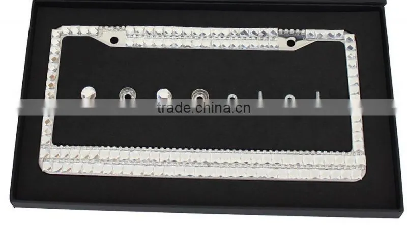 Girl zinc alloy license plate frames diamond crystal bling license plate frame