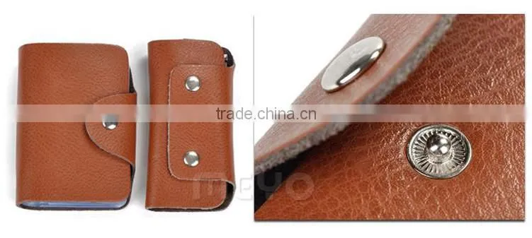 Cheap split soft leather card organizer bag with keychain holder