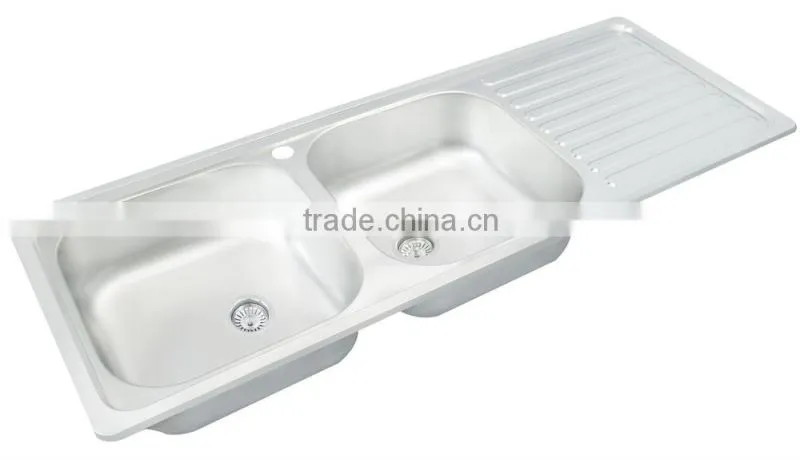 1200*440mm XAL12044 double bowl stainless steel sink satin mat or polish finish for south america