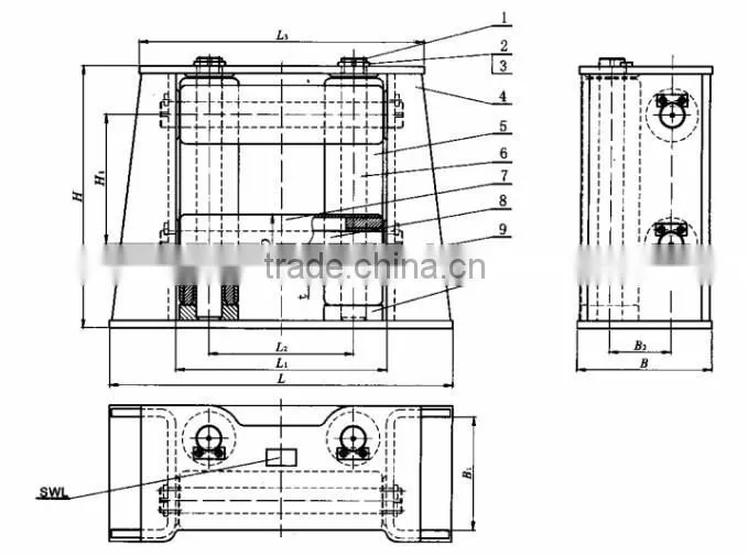 German standard ship roller fairlead with 8 Horizontal