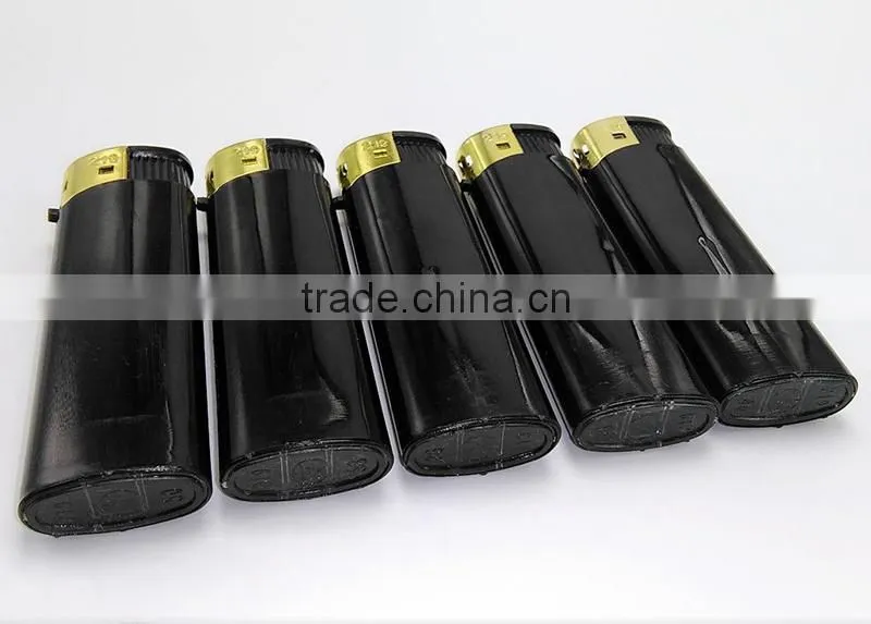 Big black disposable fancy lighter with golden safety cap