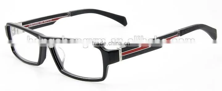 hot sale high quality acetate men's optical eyeglass with wood temple