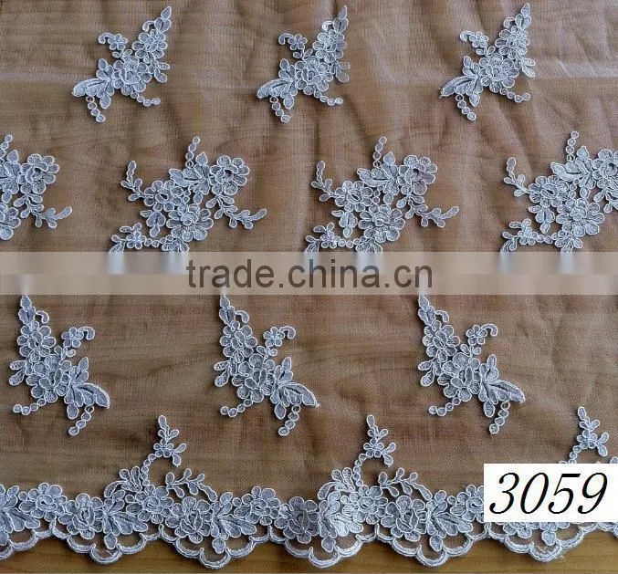 2015 wholesale new design embroidery lace fabric for wedding dress