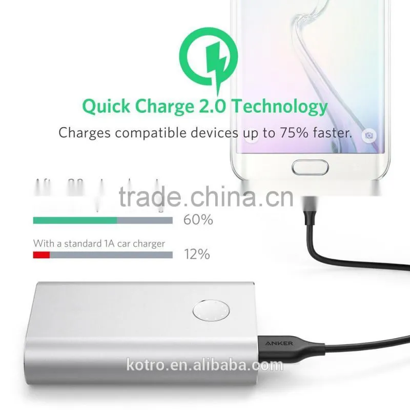 High Quality Anker Mobile Battery Charger , Quicke Charger 2.0 8000 mah Power Battery Charger