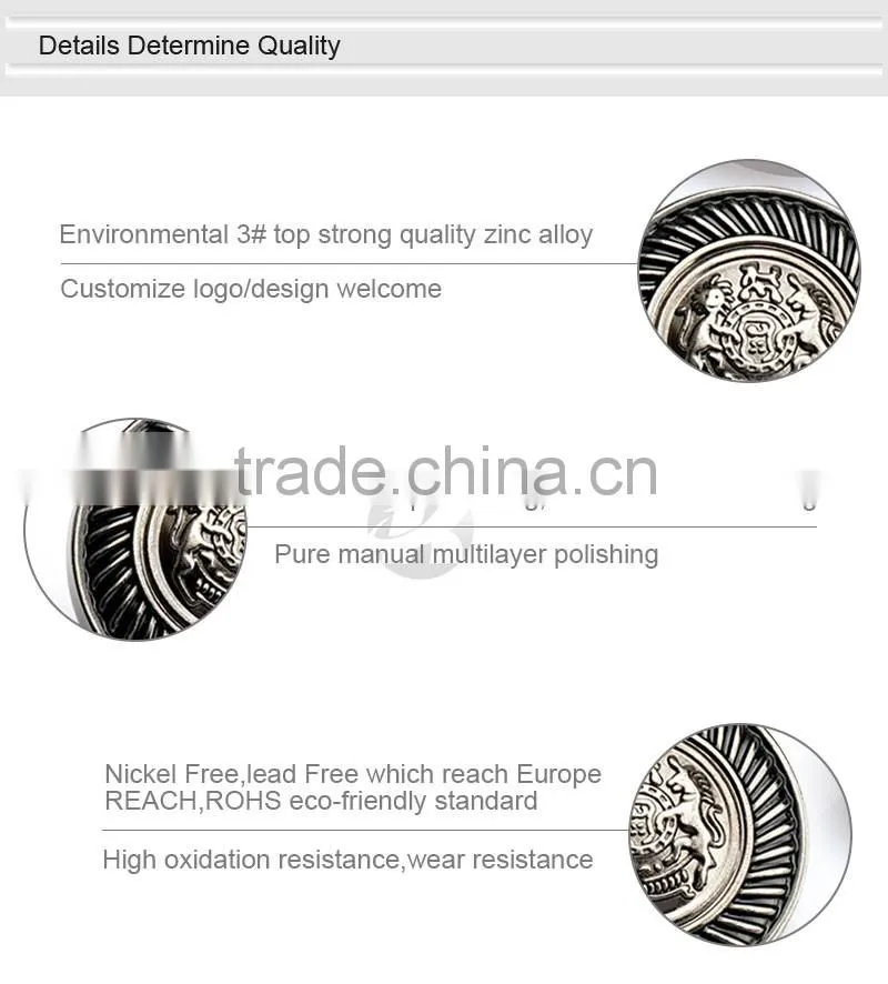 Free Sample Custom Made Logo Gun Metal Black Color Metal Sewing Buttons