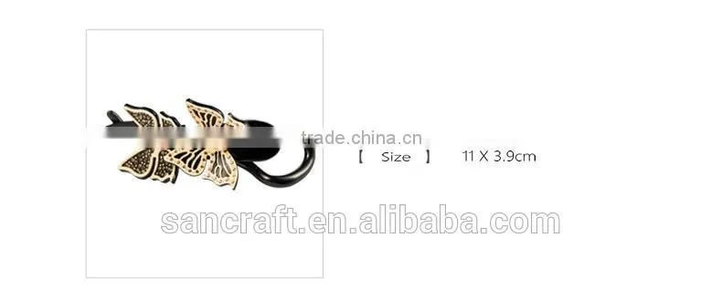 Latest fashion jewelry hair band clasp crystal black butterfly hair jewelry