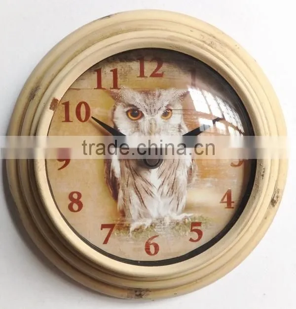 Dia 20cm Country Style Round Metal Wall Clock