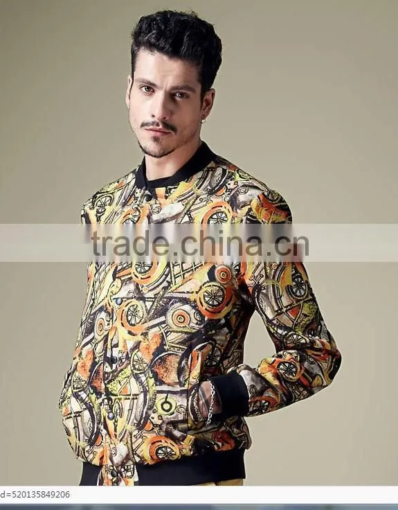 The 2015 men's casual fashion print Hooded Jacket