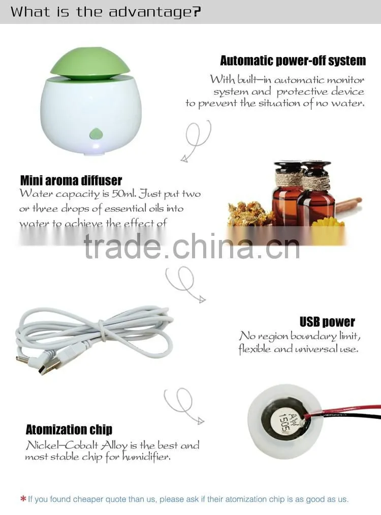 Portable mini USB humidifier / Ultrasonic aroma diffuser