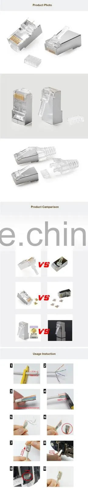 Best Price Network Cable FTP Cat6 Plug RJ45 Connector Male PCB Connector Shielded Hot Sell