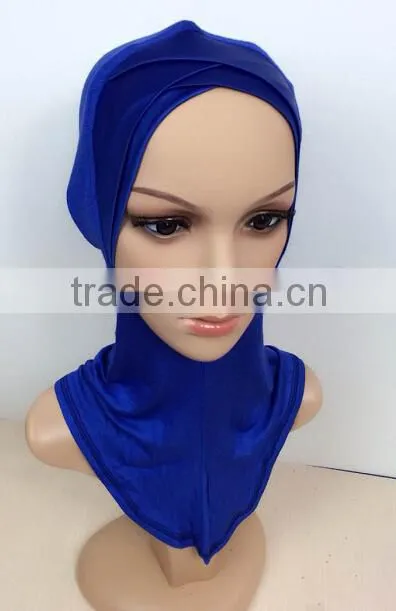 C063 new style satin double crossover ninja inner underscarf,full underscarf to cover neck