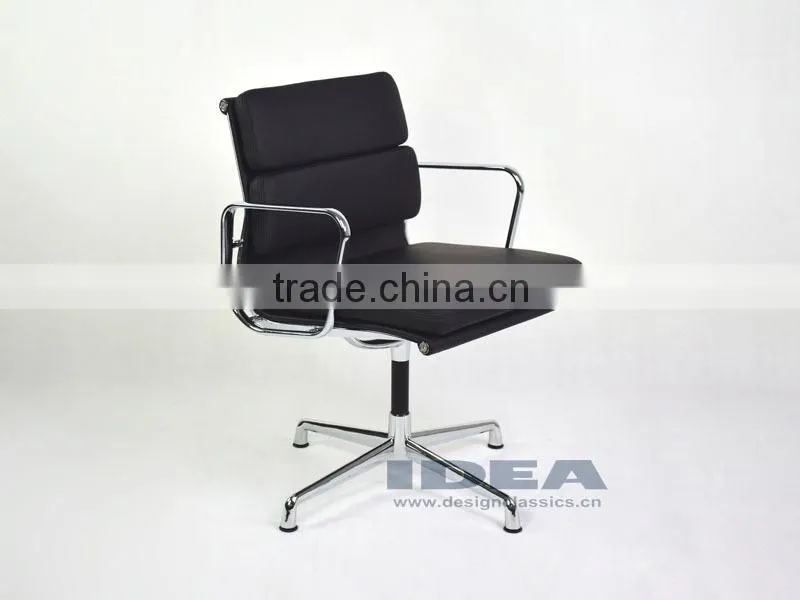 Replica Charles Charles Soft Pad Meeting Chair - Black Color Genuine Leather