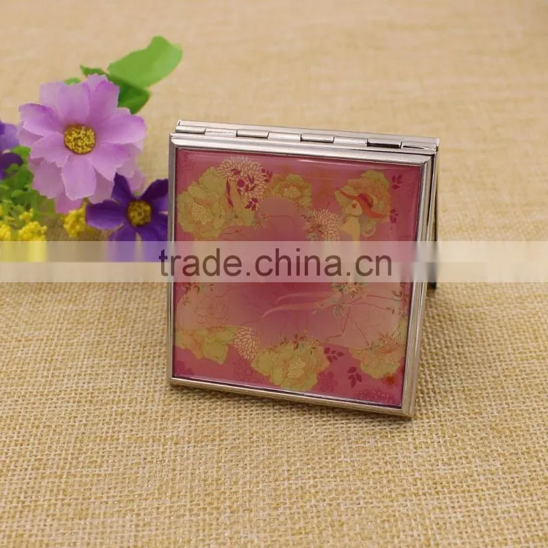 Good quality promotion gift square bling compact mirror / pocket mirror for girls