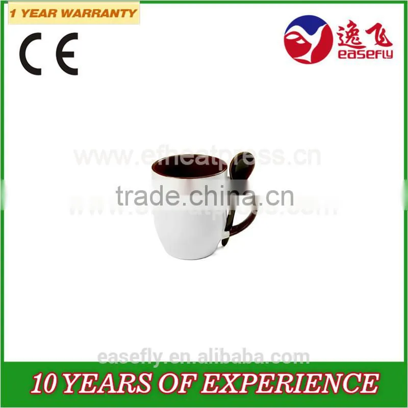11oz dual color inserted spoon cup, sublimation coffee mug, sublimation milk mug