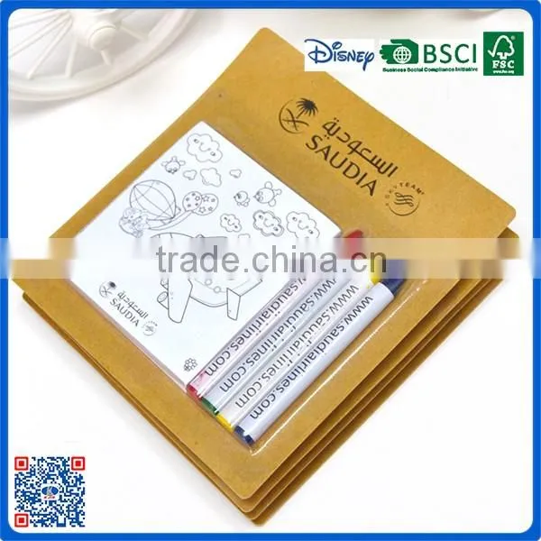 2016 new style 4 colors wax crayons with drawing paper in blister card for promotion