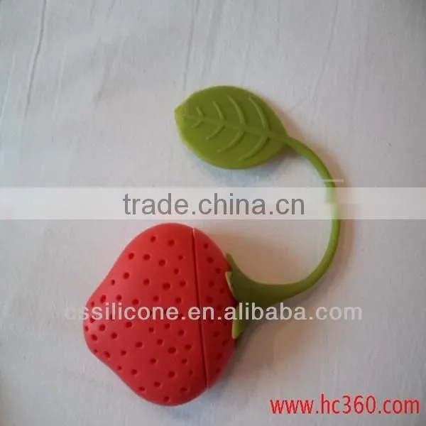 2014 promotional gifts silicone tea strainer,strawberry shape silicone tea strainer